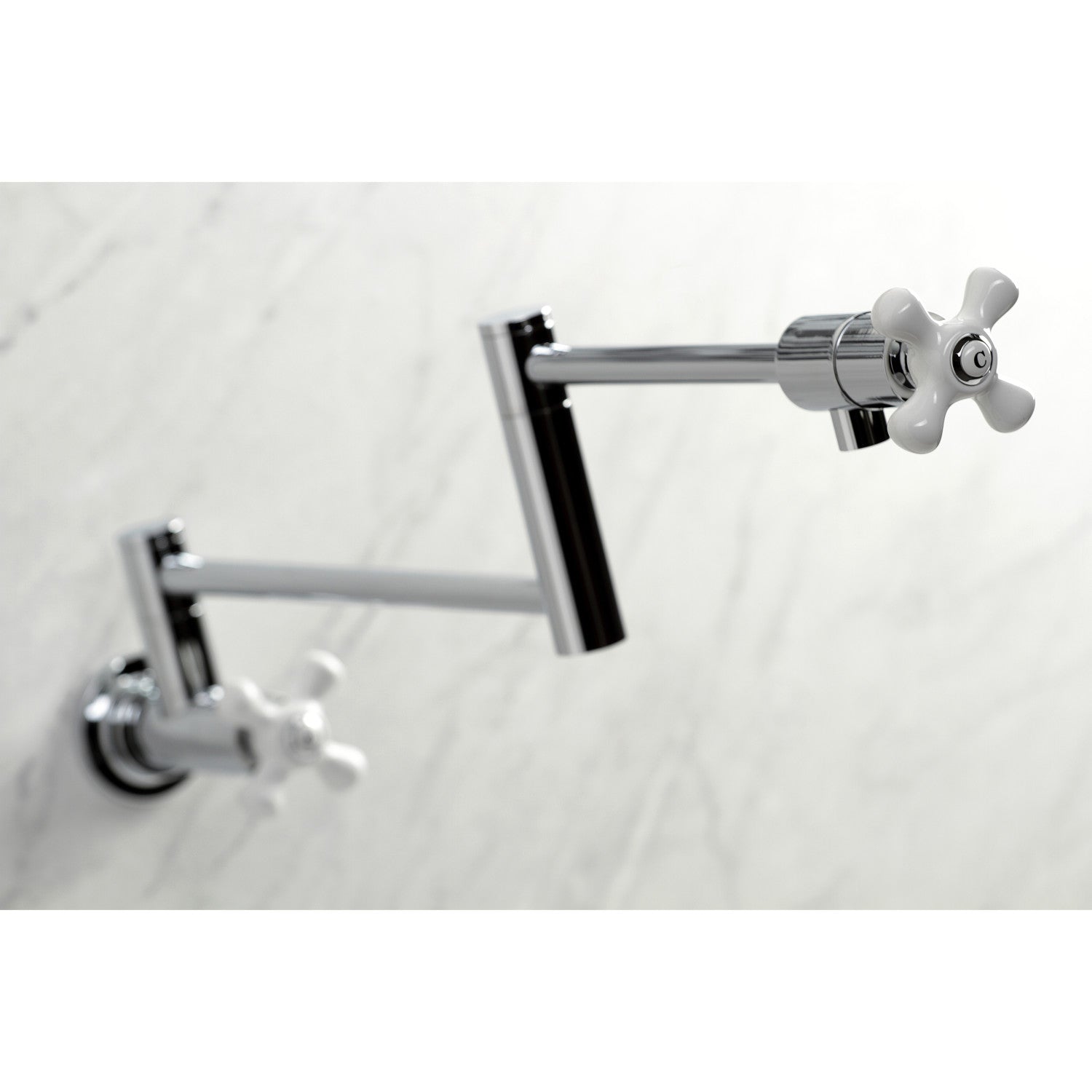 Kingston Tulare KS4101PX - Metropolitan Two-Handle 1-Hole Wall Mount Pot Filler Faucet, Polished Chrome — thumbnail 2